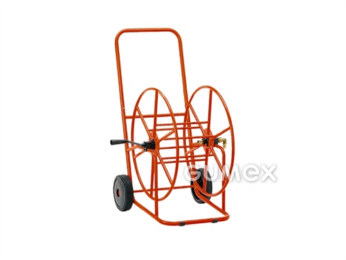 Pojazdný vozík a navijak na hadice, 3/4"- 100m, práškovo lakovaná oceľ, červený